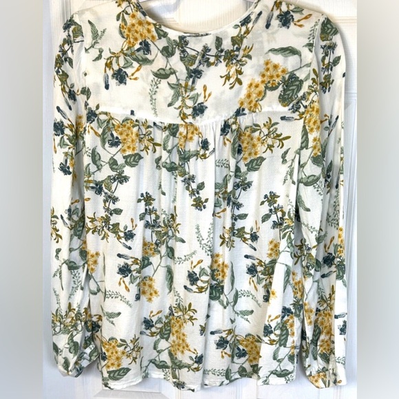 LUCKY BRAND Blouse Sz M Floral Smock Front LS Peasant Boho Soft Tunic Top - Picture 6 of 14